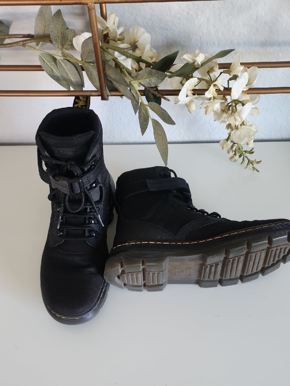 Dr. Martens Black Tactical Lace-Up Boots with Ankle Strap - Picture 7 of 13